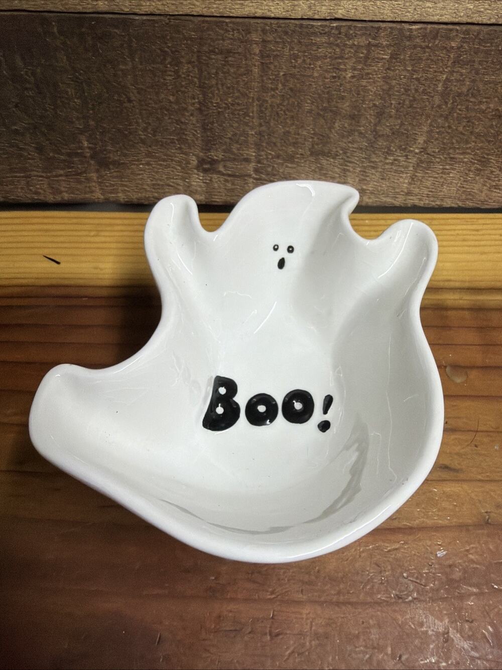 Vintage Halloween Ghost Ceramic Candy Trinket Dish